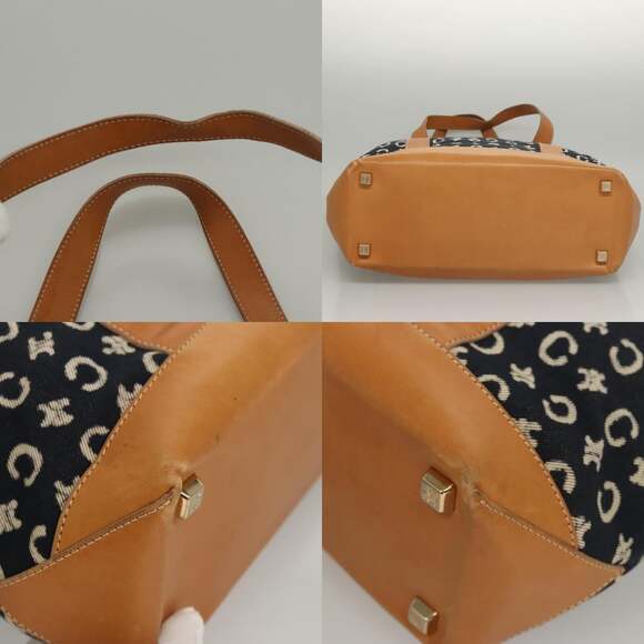 CELINE C Macadam Canvas Tote Bag Canvas Blue Gold - Picture 10 of 13